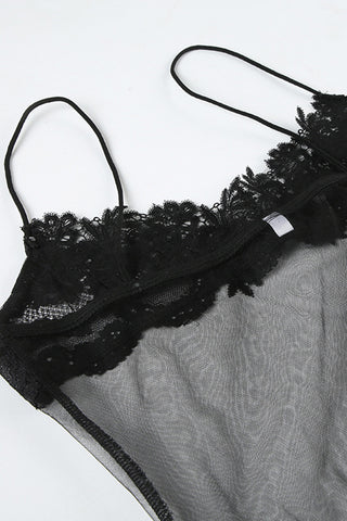 Lace Overlay Sheer Casual Dress