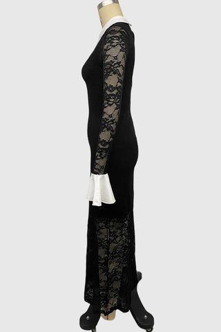 Lace Contrast Casual Dress