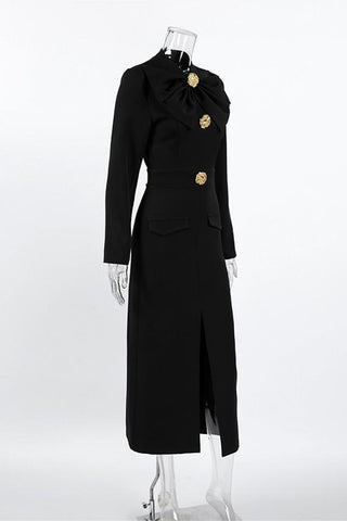 Elegant Button-Embellished Midi Dress