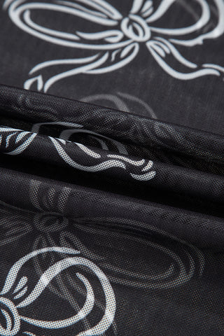 Mesh Long Sleeve Bow Top