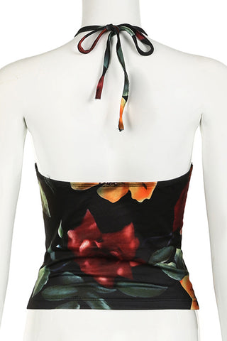 Halter Floral Print Cami Top
