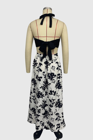 Halter Neck Floral Midi Dress