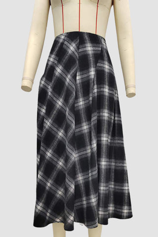 Elegant Check Midi Skirt