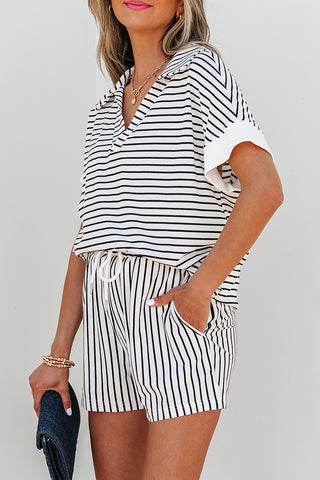 Striped Short Sleeve Lounge Set