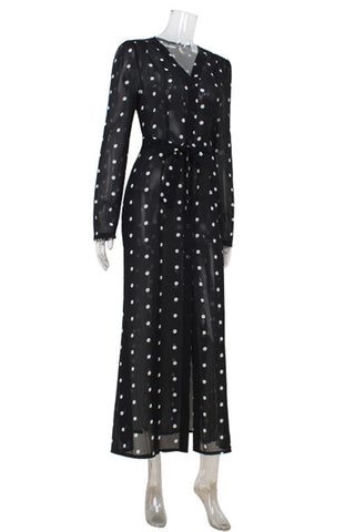 Polka Dot V-Neck Casual Dress