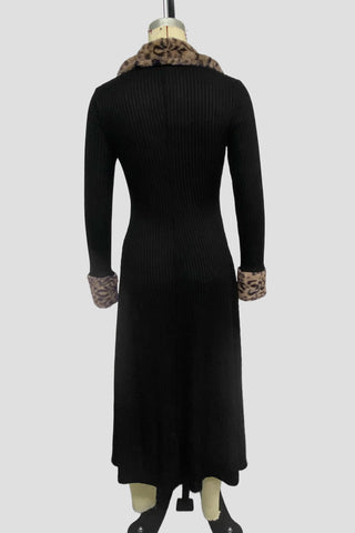 V-Neck Ribbed Casual Dress