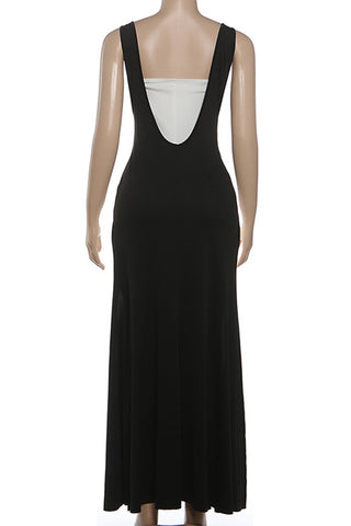 Patchwork Cut-Out Evening Dress