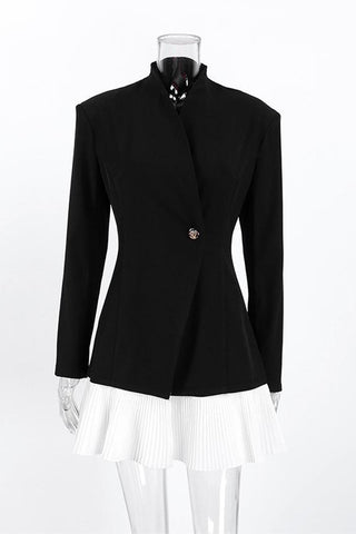 Chic Blazer Dress with Pleated Hem