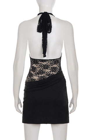 Lace Halter Mini Dress