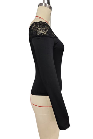 Off-Shoulder Lace Detail T-Shirt