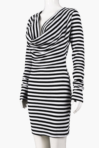Striped V-Neck Bodycon Dress