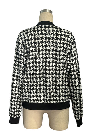 Houndstooth Zip-Up Jacket