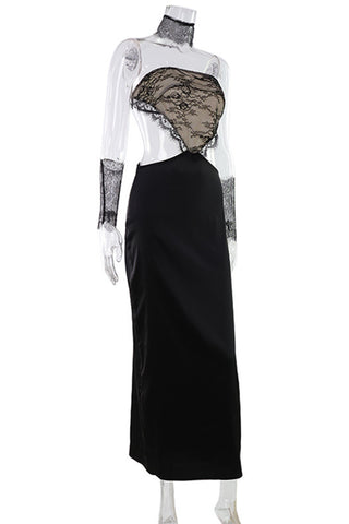 Elegant Lace Detail Evening Gown
