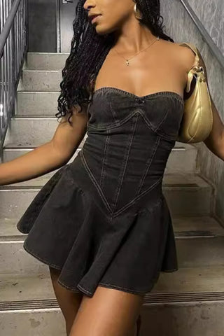 Strapless Denim Mini Dress