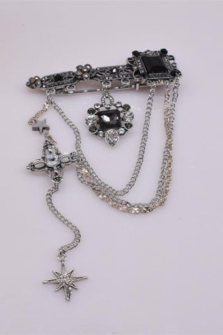 Elegant Multi-Layer Brooch with Chains