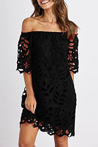 Off-Shoulder Lace Casual Dress