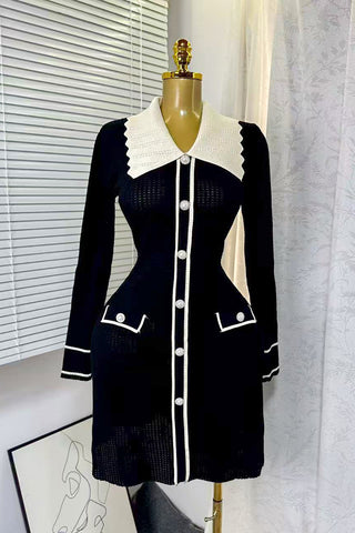 Buttoned Casual Textured Dress