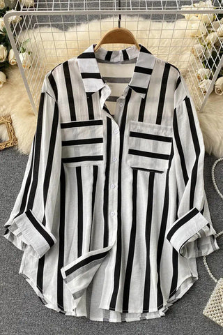 Striped Button-Front Shirt