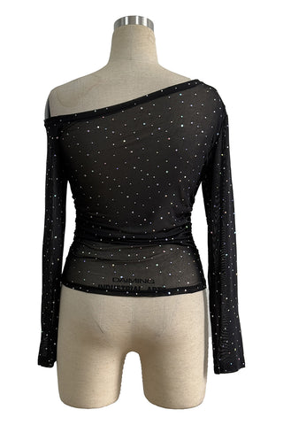 Sheer Mesh Embellished Top