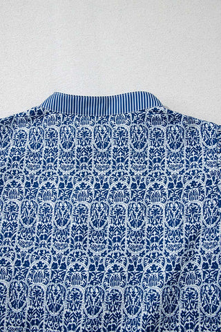 Elegant V-Neck Patterned Blouse