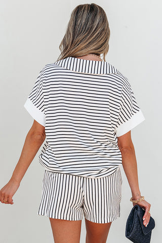 Striped Short Sleeve Lounge Set