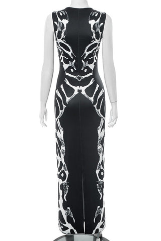 Keyhole Maxi Dress with Abstract Pattern