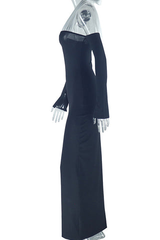 Off-Shoulder Long Sleeve Casual Dress