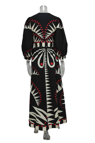Geometric Print Long Casual Dress