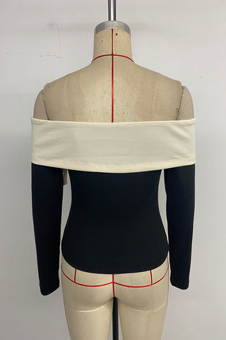 Off-Shoulder Bow Long-Sleeve Top