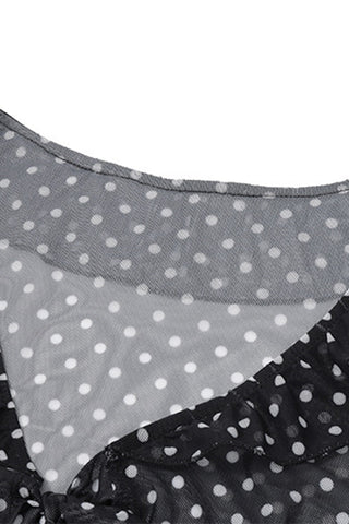 Sheer Tie-Front Polka Dot Blouse