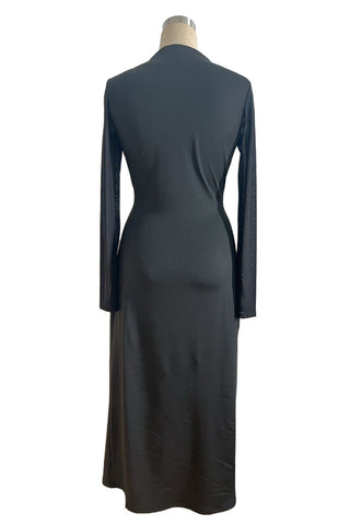 Ruched Waist Midi Dress with Slit
