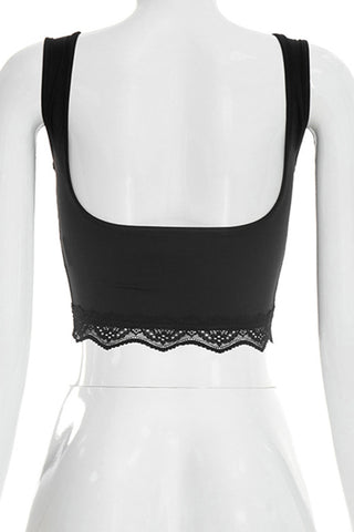 Lace-Trim Cropped Tank