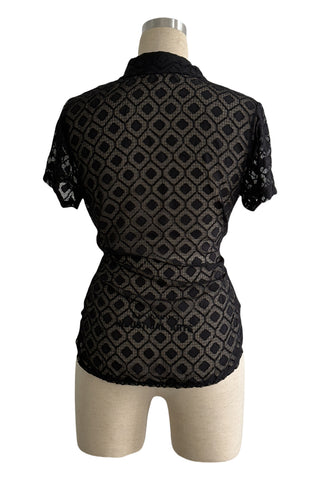 Sheer Tie-Front Collared Top