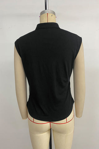 Sleeveless Keyhole Top with Floral Applique