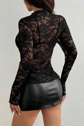 Lace Long-Sleeve Fashion Blouse