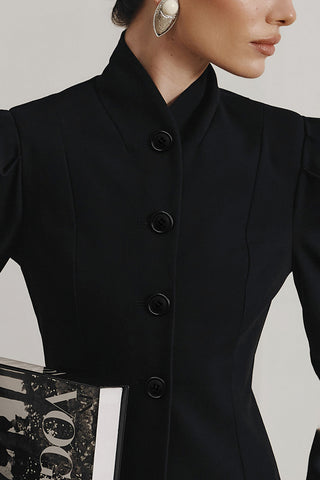 Elegant Puff-Shoulder Blazer
