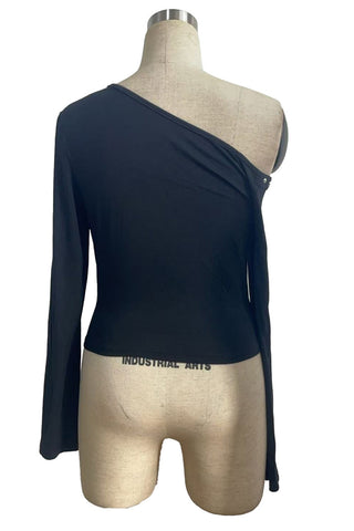 Asymmetric Studded Long Sleeve Top
