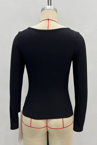 Ring-Accent Long Sleeve Blouse
