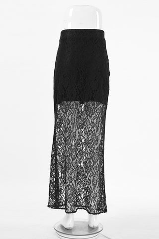 Lace Overlay Maxi Skirt