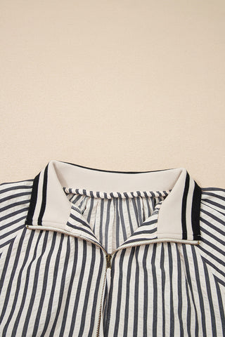 Striped Zip-Up Blouse