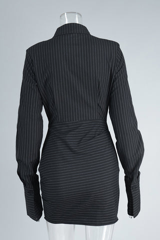 Striped Long-Sleeve Casual Dress