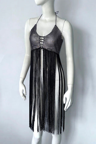 Fringe Detail Evening Dress
