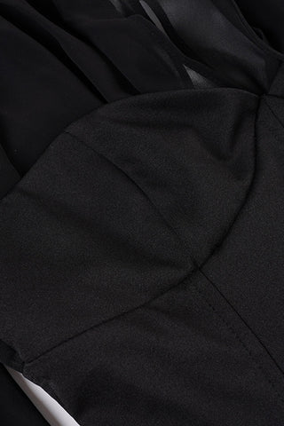 Sheer Sleeve Lace-Up Blouse