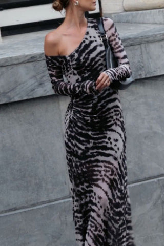 Abstract Neckline Maxi Dress