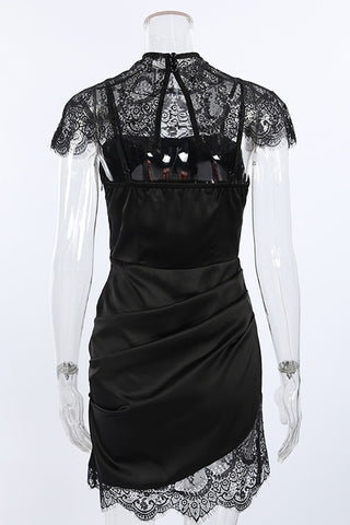 Lace-Detail Square Neck Dress