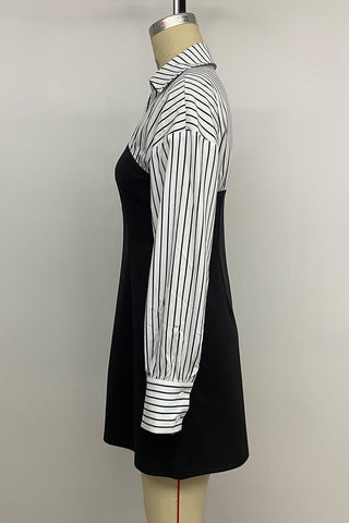 Contrast Collar Layered Mini Dress