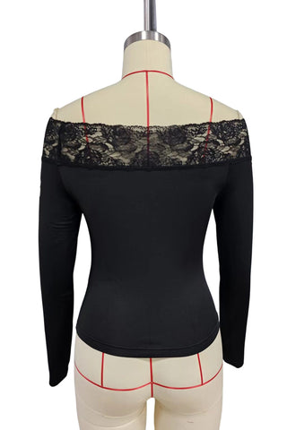 Off-Shoulder Lace Detail T-Shirt