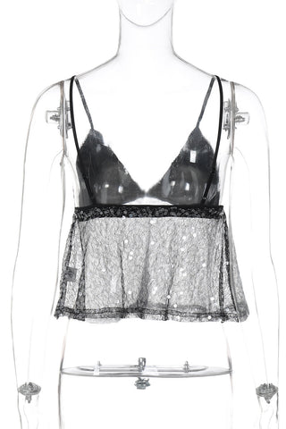 Sequined Mesh Cami Top