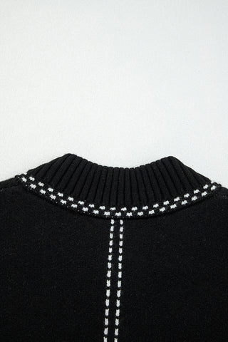 Contrast Trim Button-Front Cardigan