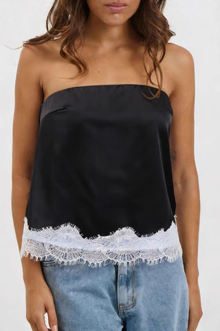 Strapless Lace-Trimmed Tank Top